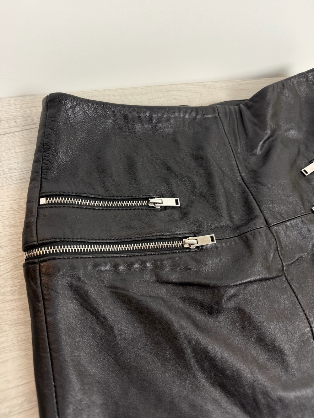 ZARA Woman Genuine Lambskin Leather Mini Skirt – Black | Size Small - Picture 4 of 9